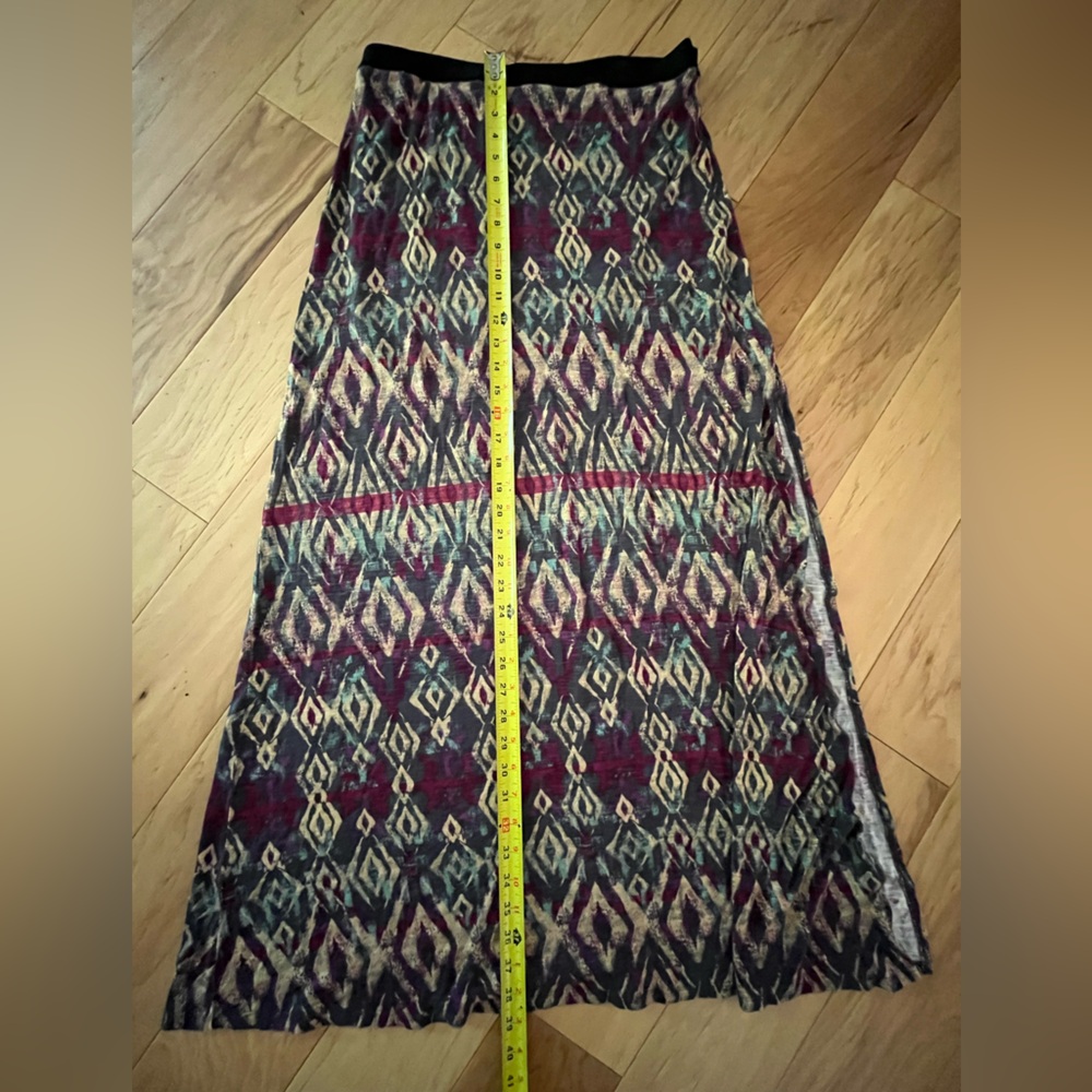 Free People Slub Print Stretch Side Slit Maxi Sz M - EUC